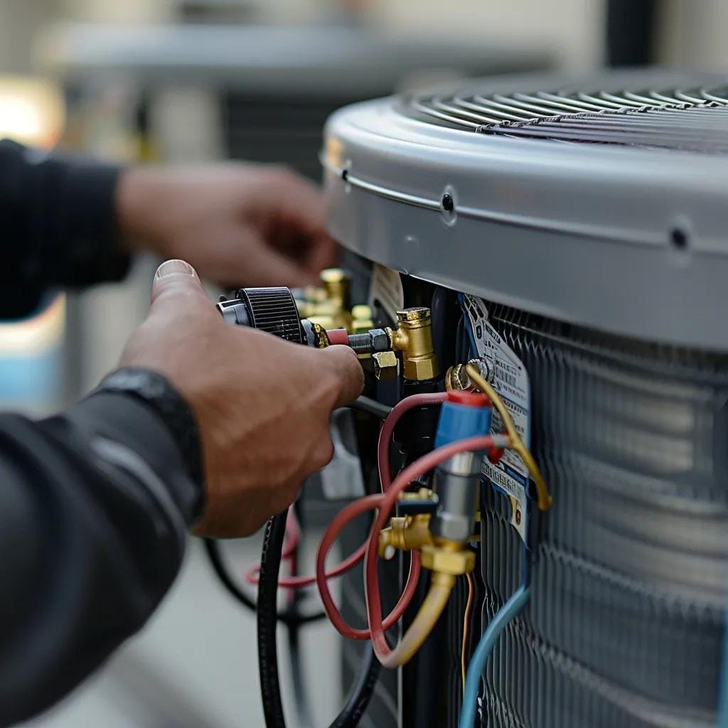Commercial HVAC Maintenance Tips for Fall 9 Close-up of HVAC system components during maintenance for energy efficiency