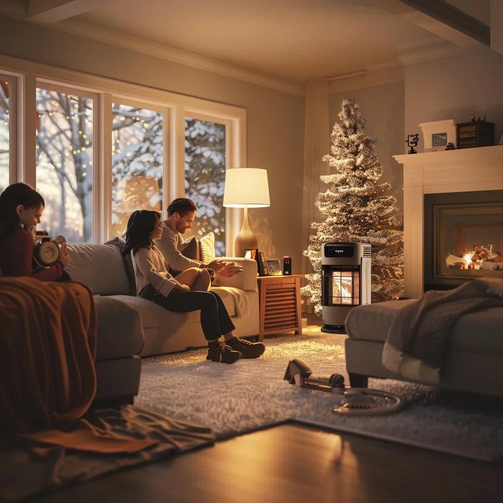 Cozy home interior with a well-maintained furnace, highlighting winter comfort and HVAC care