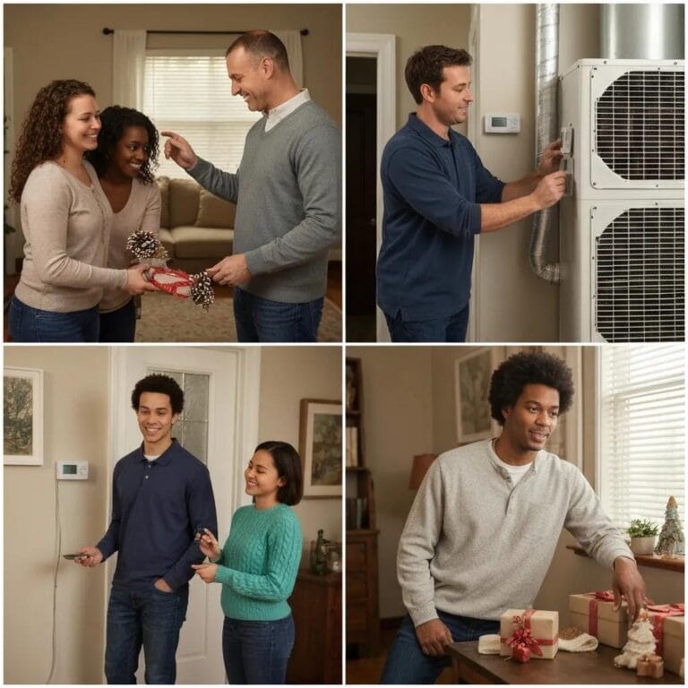 Family preparing their HVAC system for winter in a cozy Metro Atlanta home